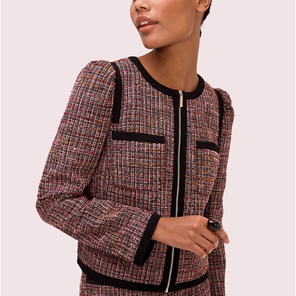 Kate Spade Pink Multi Puff Sleeve Jacket ♠️
